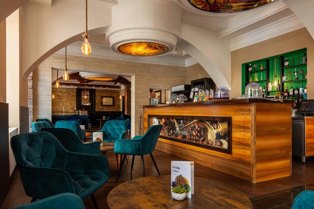 The welcoming lounge and bar at Hotel Strasser